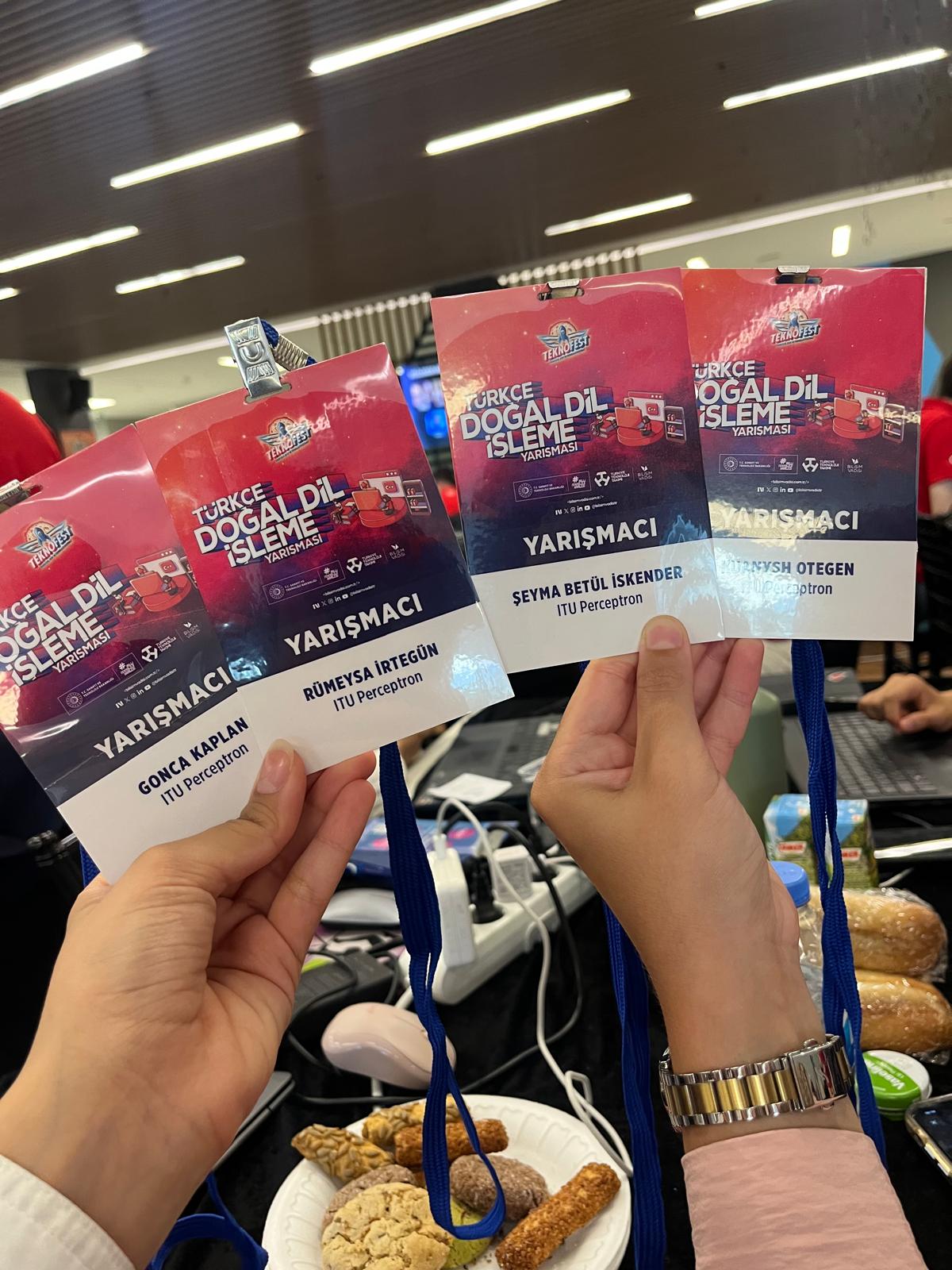 ITU Perceptron team badges at TEKNOFEST Turkish NLP Competition