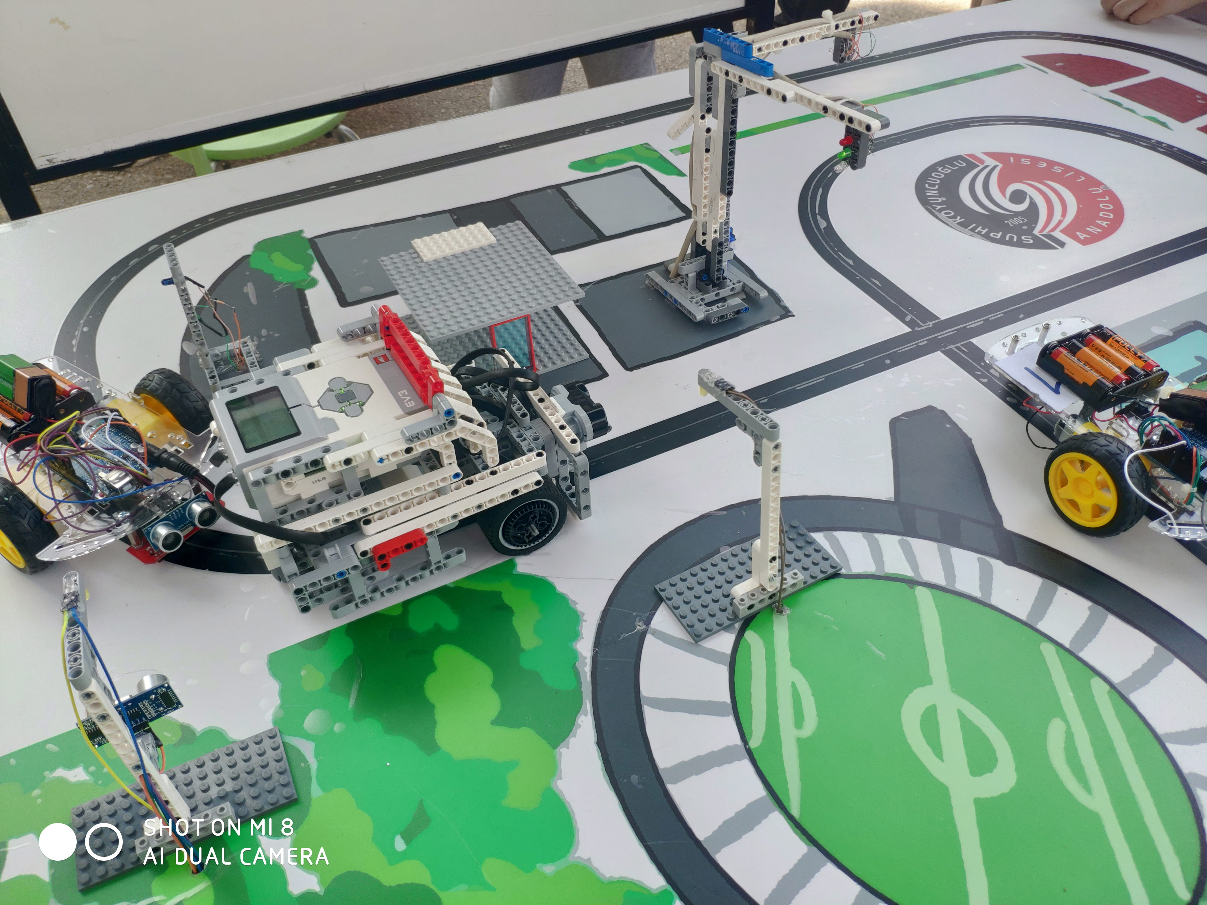 TUBITAK 4006 robotics project on competition mat